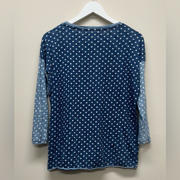 Madwell Women’s S Blue Polka Dot Long Sleeve Top shirt Tee - Picture 3 of 6